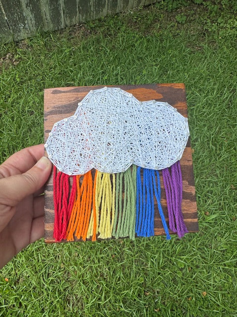 Rainbow Cloud String Art